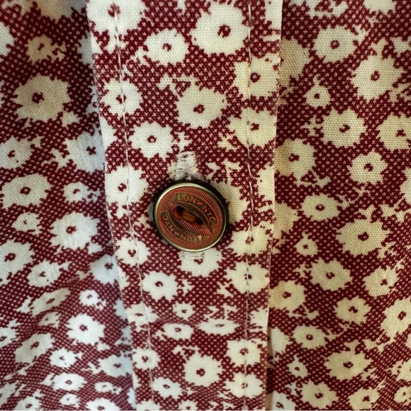 LON NYC Men’s Button Up Floral Print  Light Burgundy Camp Top Sz US L - Picture 6 of 8